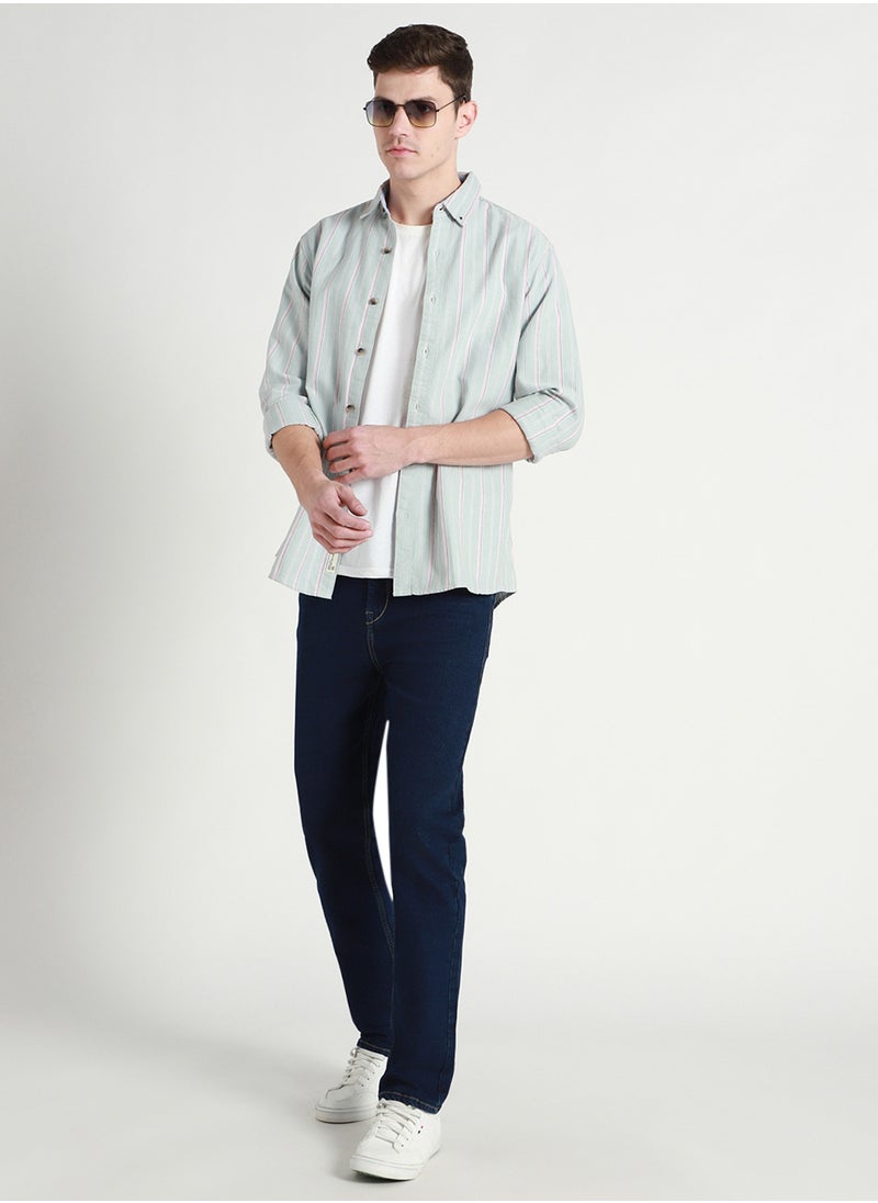Dennis Lingo Men's Dark Blue 100% Cotton Solid Pattern Full Length Straight Fit Jeans  - Image 1