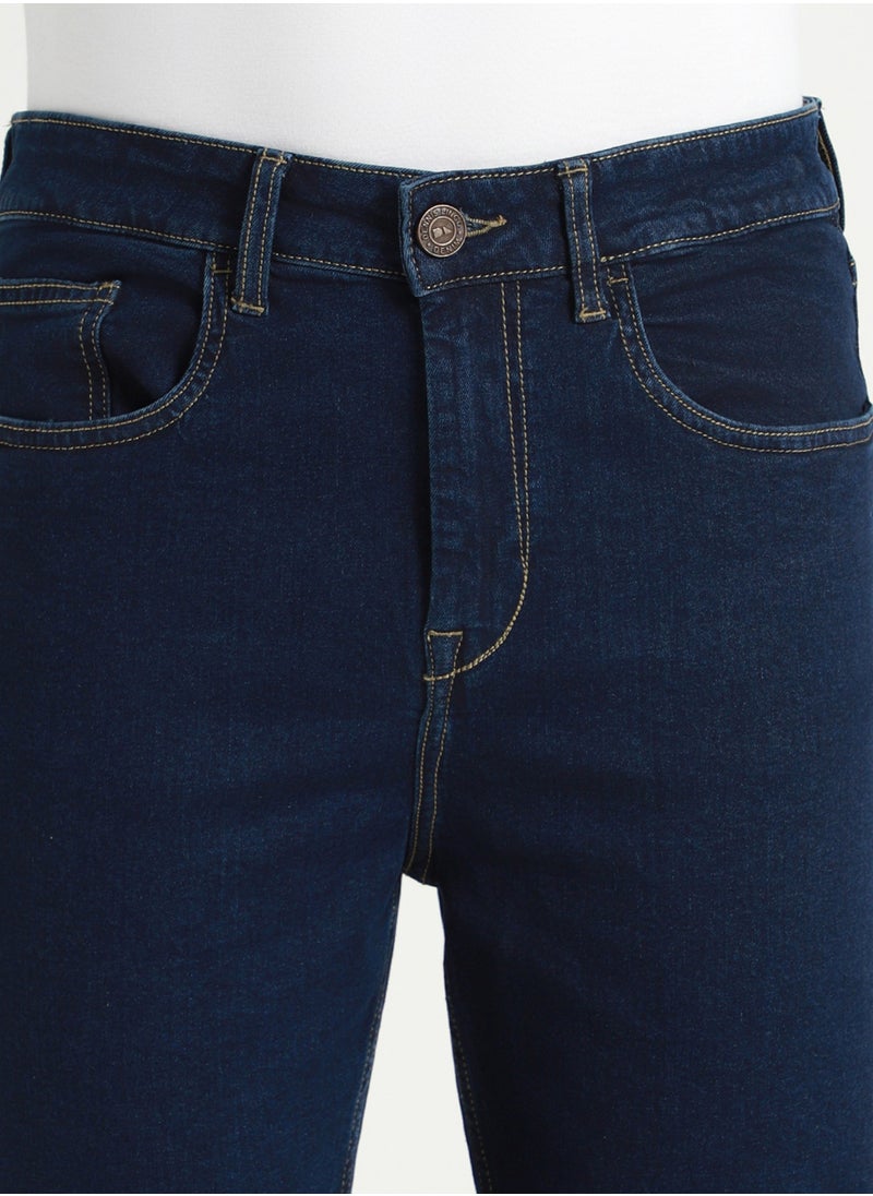 Dennis Lingo Men's Dark Blue 100% Cotton Solid Pattern Full Length Straight Fit Jeans  - Image 2