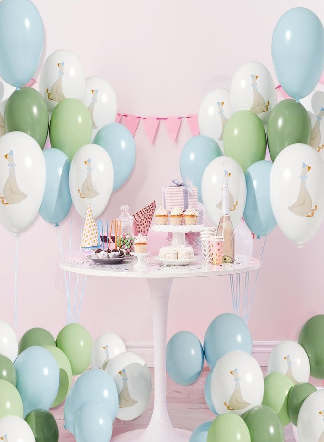 Motionchic 60 Pcs Bow Goose Balloons Set, 12 Inch Pastel Pink Latex Balloons One Silly Goose Birthday Party Decorations Baby Shower Decor(Blue) - Image 3
