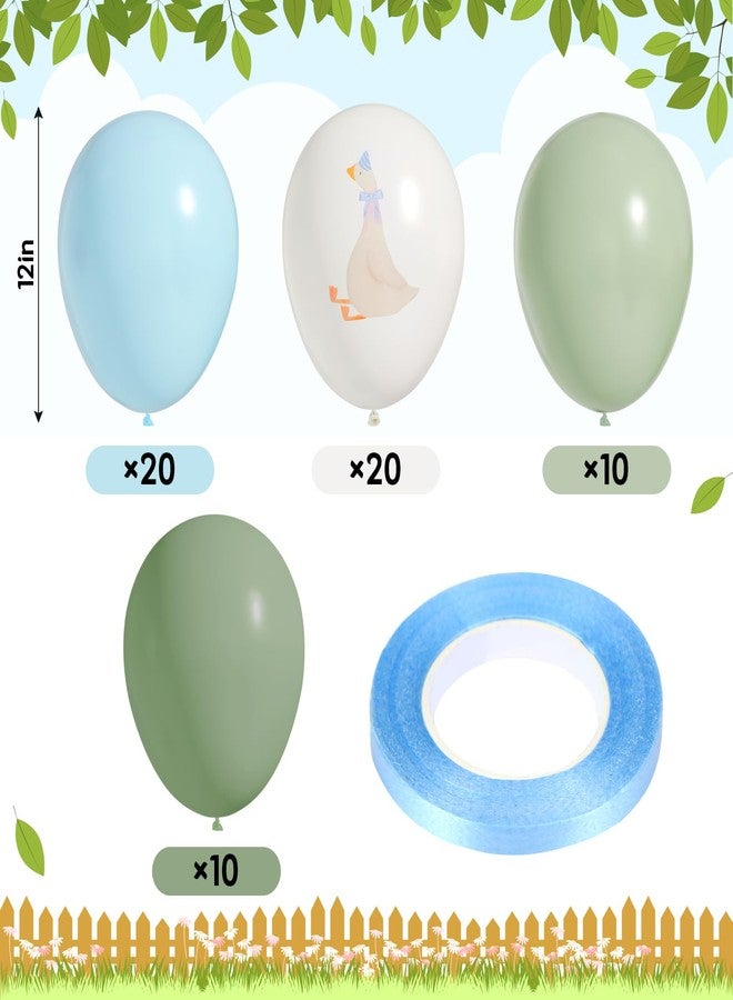 Motionchic 60 Pcs Bow Goose Balloons Set, 12 Inch Pastel Pink Latex Balloons One Silly Goose Birthday Party Decorations Baby Shower Decor(Blue) - Image 2