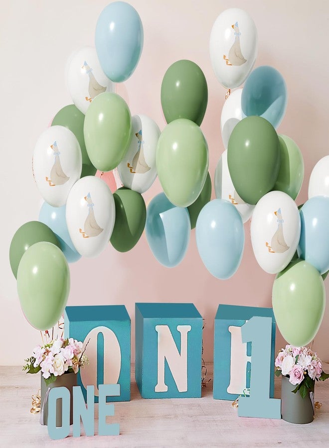 Motionchic 60 Pcs Bow Goose Balloons Set, 12 Inch Pastel Pink Latex Balloons One Silly Goose Birthday Party Decorations Baby Shower Decor(Blue) - Image 4