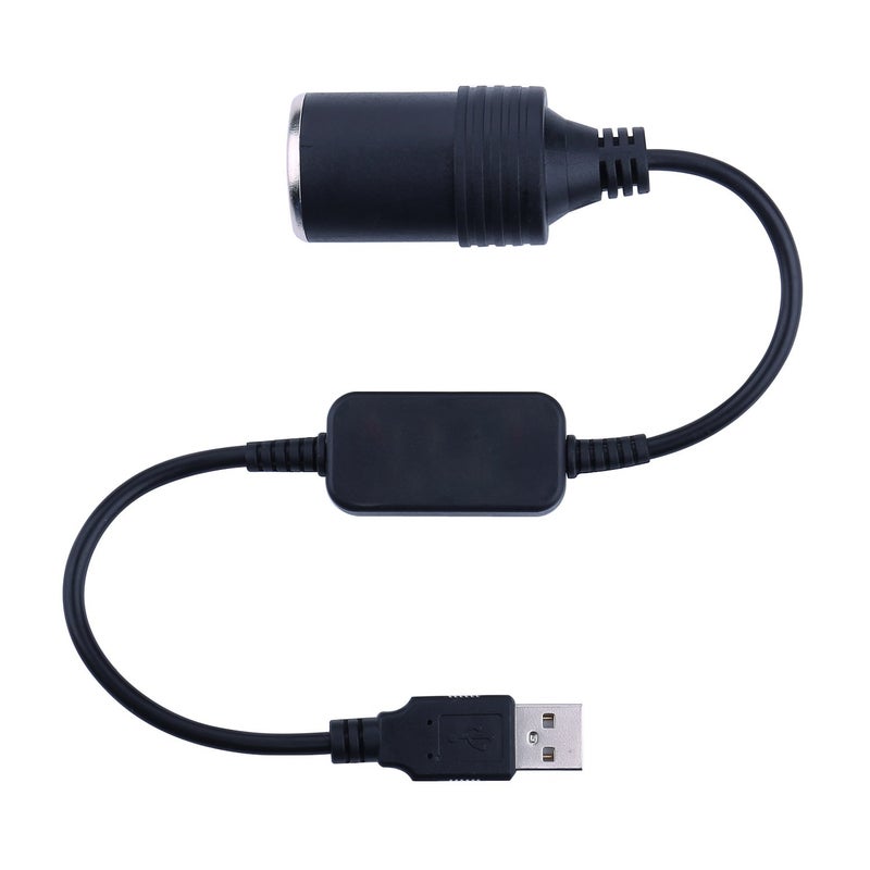 USB Cigarette Lighter Adapter iGreely USB A Male to 12V Car Cigarette Lighter Socket Female Cable Converter 1Ft30cm