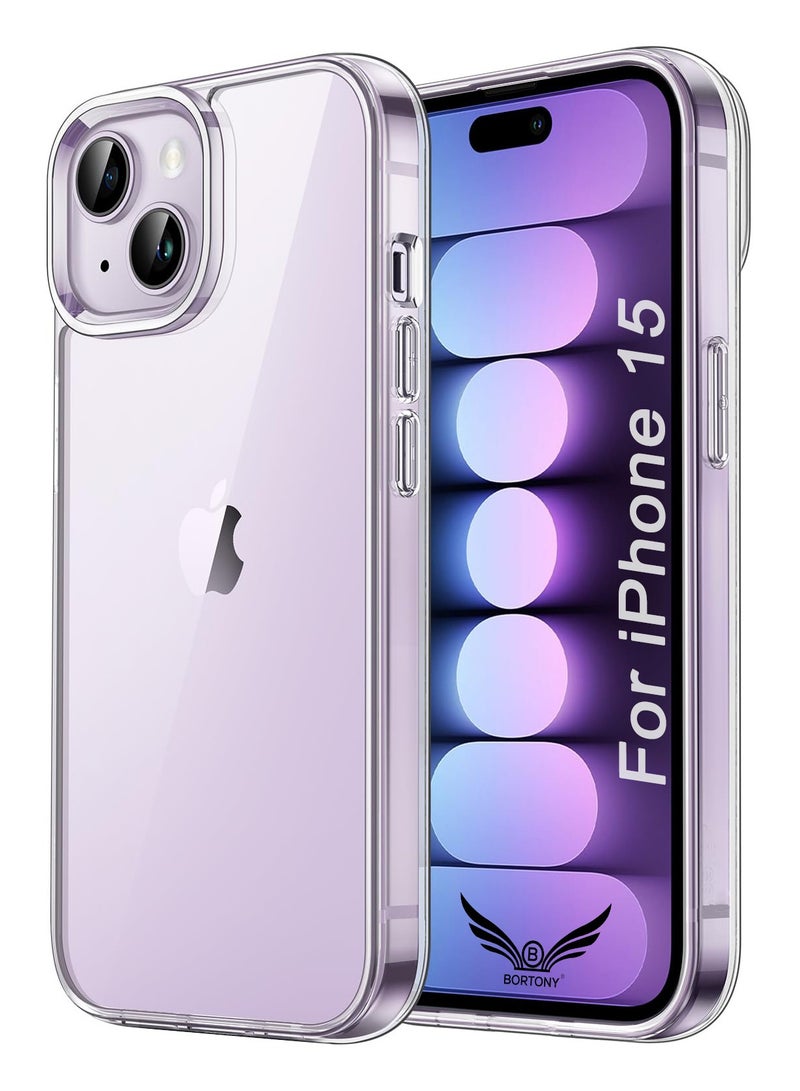 BORTONY iPhone 15 Case 6.1 Inch Anti-Yellowing Anti-Drop iPhone 15 Cover Transparent Slim Crystal Clear Anti-Scratch Protective Case for Apple iPhone 15 - Image 1