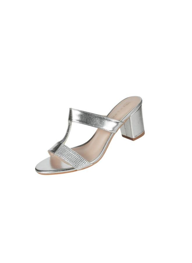 ZAYNA 221-230 Zayna Ladies Block Heel Sandals 2G5957-523 Silver  - Image 1
