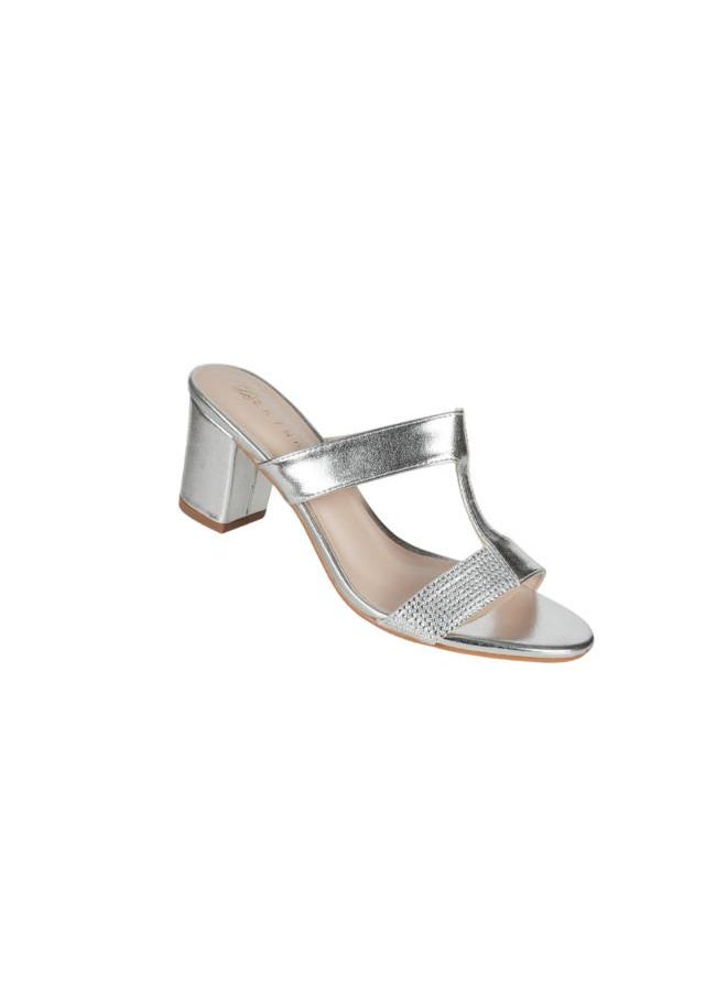 ZAYNA 221-230 Zayna Ladies Block Heel Sandals 2G5957-523 Silver  - Image 2