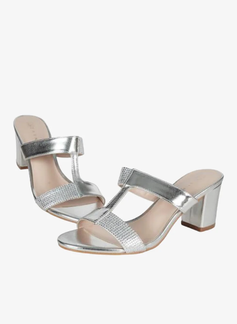Zayna Silver 221-230 Zayna Ladies Block Heel Sandals 2G5957-523 Silver for Women | Best Price UAE