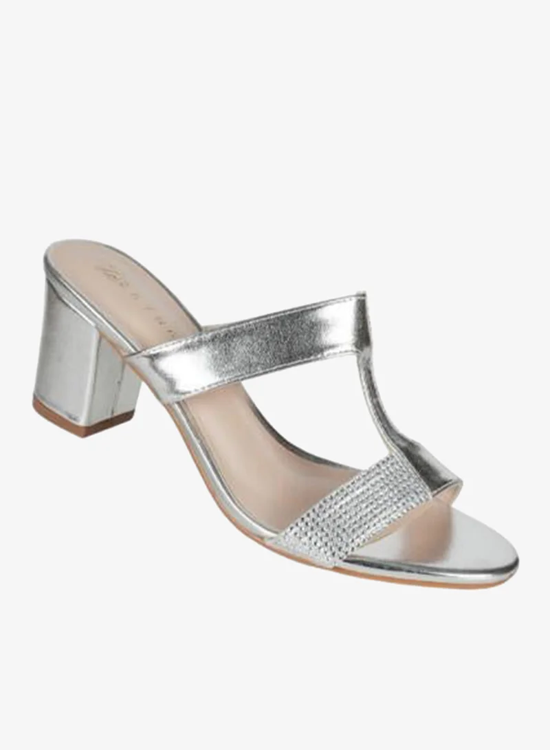 Zayna Silver 221-230 Zayna Ladies Block Heel Sandals 2G5957-523 Silver for Women | Best Price UAE