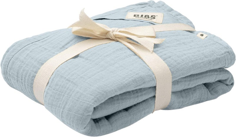 Bibs Organic Cotton Muslin Swaddle Blanket - Baby Blue - Image 1
