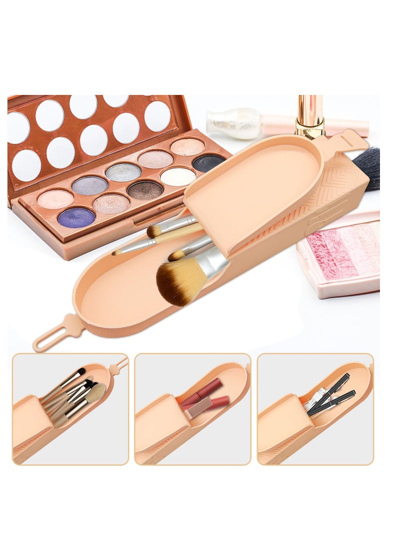Excefore Travel Makeup Brush Holder, Silicone Makeup Brush Holder Organizer, Portable Cosmetic Brush Case,  Wide Opening Anti-Fall Cosmetic Brush Holder for Women Makeup Tools Organizer for Travel 2Pcs  - Image 3