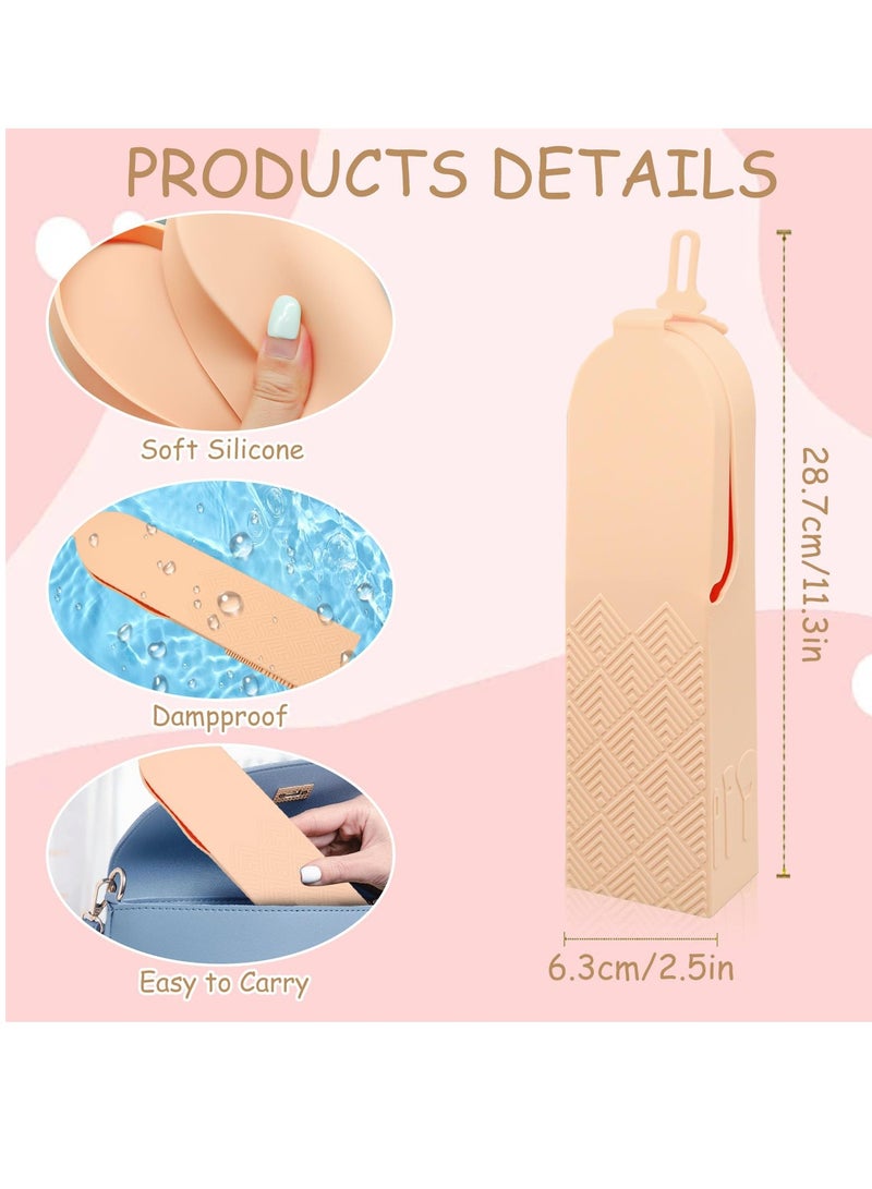 Excefore Travel Makeup Brush Holder, Silicone Makeup Brush Holder Organizer, Portable Cosmetic Brush Case,  Wide Opening Anti-Fall Cosmetic Brush Holder for Women Makeup Tools Organizer for Travel 2Pcs  - Image 4