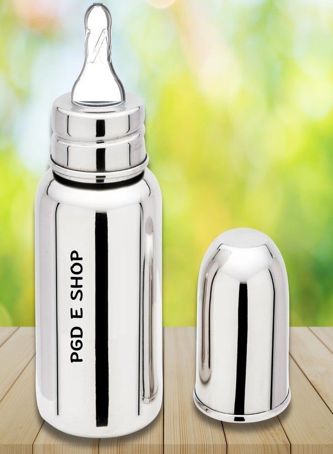 PGD Premium Stainless Steel Baby Feeding Bottle for Kids Milk/Water Feeding with Hook Handle Cleaning Brush (Regular 150ml with Hook Handle Brush) - Image 2