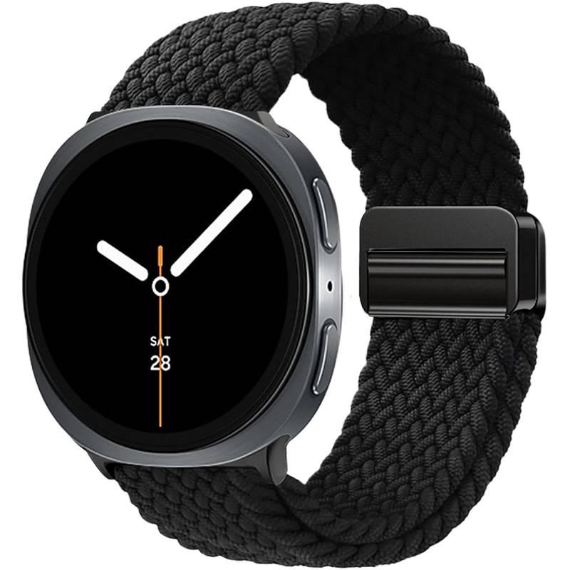 سوار ساعة ذكية سوار نايلون حلقي متوافق باللون أسود قابل للتعديل مع Samsung Galaxy Watch 8 بملاءمة قابلة للتعديل وحزام بديل للاستخدام اليومي للمكتب للاستخدام الخارجي - Image 1