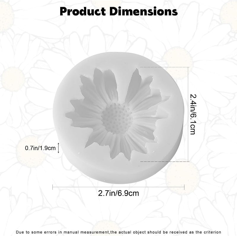 Vedini Daisy Flower Shape Silicone Mold 3D for Candle Making Flower Mould Soap Resin Art and Craft Chocolate Cake DIY (Multicolour) - Image 2