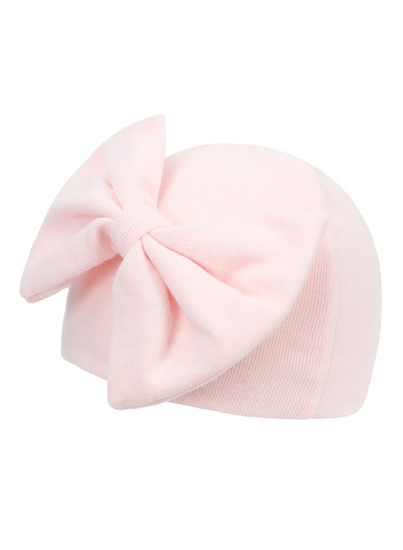 Newborn Bowtie Pullover Hat Pink  - Image 3