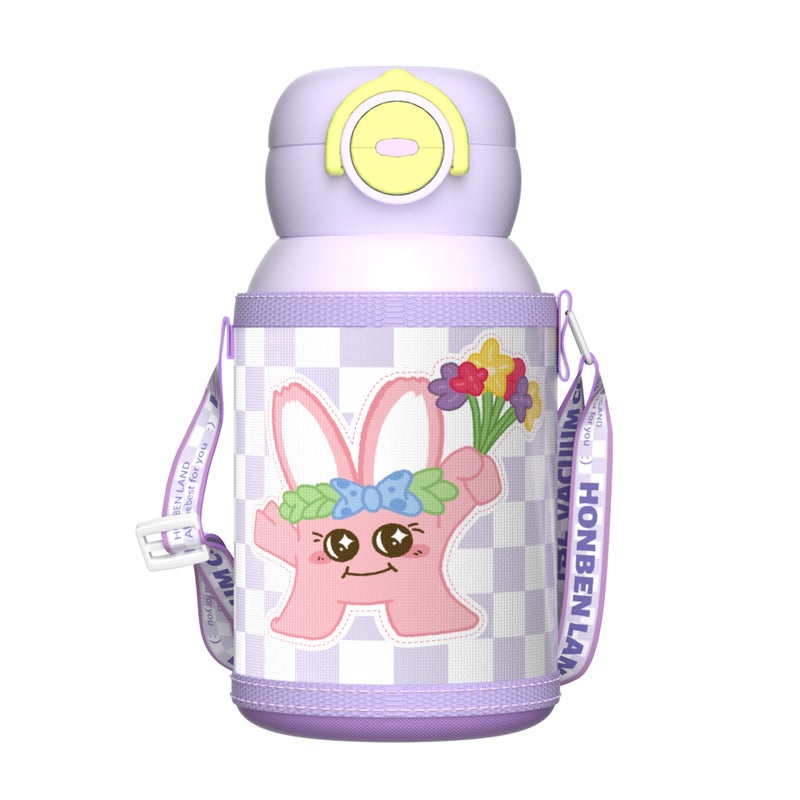 HBL 316 Stainless Steel Cartoon Kids Water Bottle with Dual Drink Lid - Portable Large Capacity Insulated Thermos with Straw for School, Travel (HBL) - Image 3