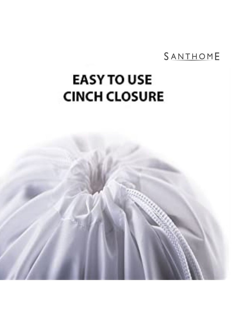 SANTHOME Drastin 210D Polyester Drawstring Bag Lightweight Promotional Tote Adjustable Carry Strings Cinch Sack Gym Sport Traveling String Bag for Men Women - 12 Pack, White - Image 4