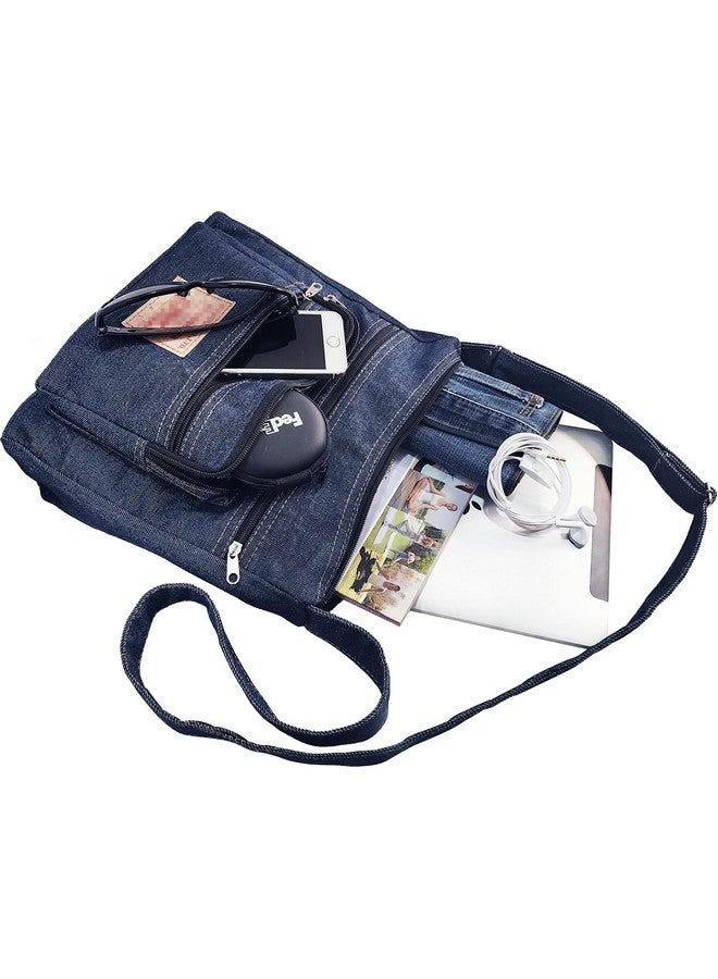 Bijoux De Ja Dark Blue Denim Jeans Canvas Zipper Crossbody Messenger Shoulder Bag Sac Pouch Purse Handbag For Unisex  - Image 5