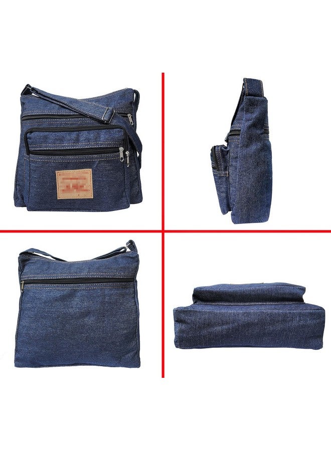 Bijoux De Ja Dark Blue Denim Jeans Canvas Zipper Crossbody Messenger Shoulder Bag Sac Pouch Purse Handbag For Unisex  - Image 4