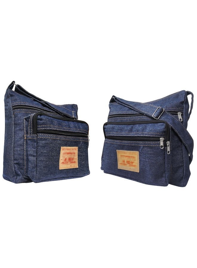 Bijoux De Ja Dark Blue Denim Jeans Canvas Zipper Crossbody Messenger Shoulder Bag Sac Pouch Purse Handbag For Unisex  - Image 3