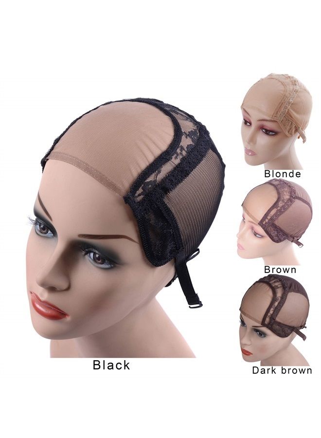 yantaisiyu 4X4 Inch U Part Swiss Lace Wig Cap for Making Wigs with Adjustable Straps on the Back Glueless Hairnets (Black S) - Image 3