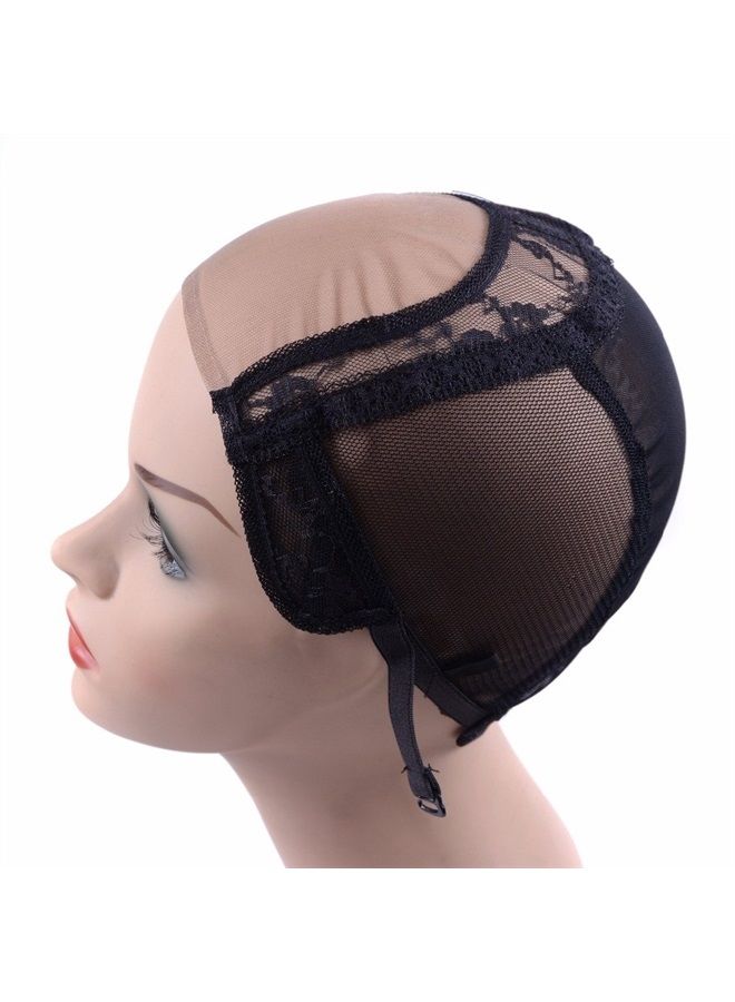 yantaisiyu 4X4 Inch U Part Swiss Lace Wig Cap for Making Wigs with Adjustable Straps on the Back Glueless Hairnets (Black S) - Image 5
