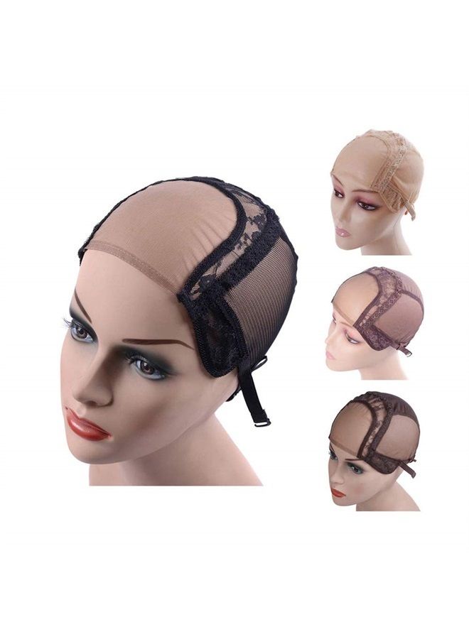 yantaisiyu 4X4 Inch U Part Swiss Lace Wig Cap for Making Wigs with Adjustable Straps on the Back Glueless Hairnets (Black S) - Image 1