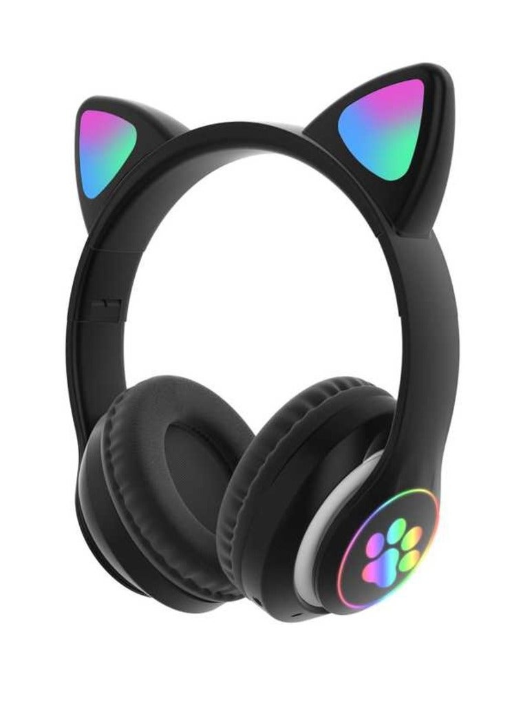LED Light Up Wireless Stereo Cat Headset Headphones