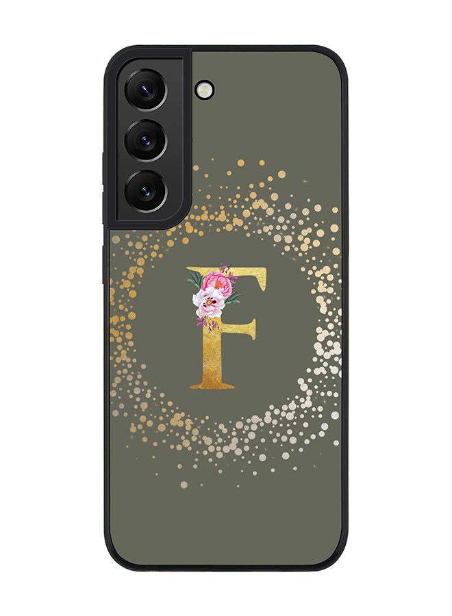 Stylizedd Rugged Black edge case for Samsung Galaxy S21 FE 5G Slim fit Soft Case Flexible Rubber Edges TPU Gel Thin Cover - Custom Monogram Initial Letter Floral Pattern Alphabet - F (Olive Green) - Image 1