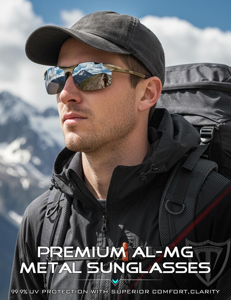 ATTCL Polarized Sunglasses Men Sports: UV Protection Anti Glare Wrap Around Lightweight Metal Driving Fishing Golf Running - Image 2