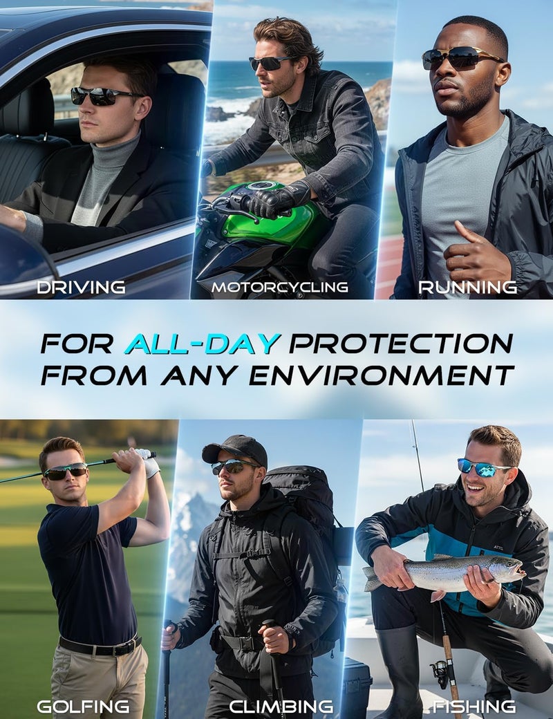 ATTCL Polarized Sunglasses Men Sports: UV Protection Anti Glare Wrap Around Lightweight Metal Driving Fishing Golf Running - Image 3