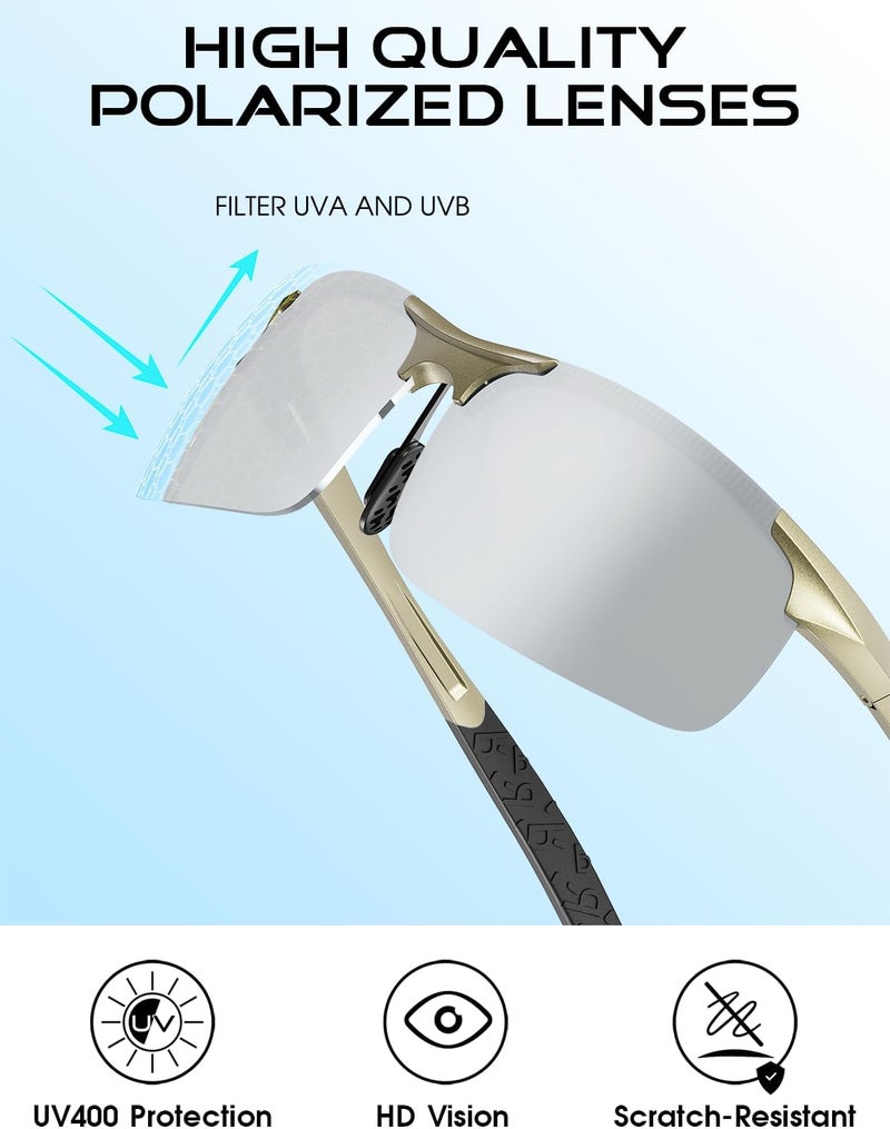 ATTCL Polarized Sunglasses Men Sports: UV Protection Anti Glare Wrap Around Lightweight Metal Driving Fishing Golf Running - Image 4