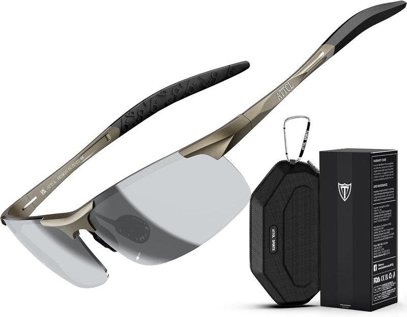 ATTCL Polarized Sunglasses Men Sports: UV Protection Anti Glare Wrap Around Lightweight Metal Driving Fishing Golf Running - Image 1