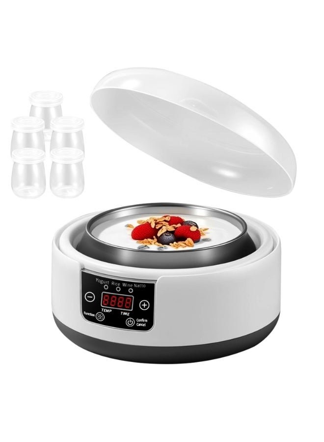 Flushrenic Yogurt machine, 36 hour yogurt machine, 1.2L fully automatic digital yogurt machine, constant temperature LCD display screen, multifunctional temperature controlled probiotic yogurt machine (white) - Image 1