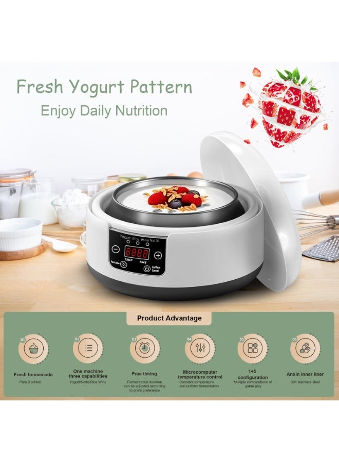 Flushrenic Yogurt machine, 36 hour yogurt machine, 1.2L fully automatic digital yogurt machine, constant temperature LCD display screen, multifunctional temperature controlled probiotic yogurt machine (white) - Image 3