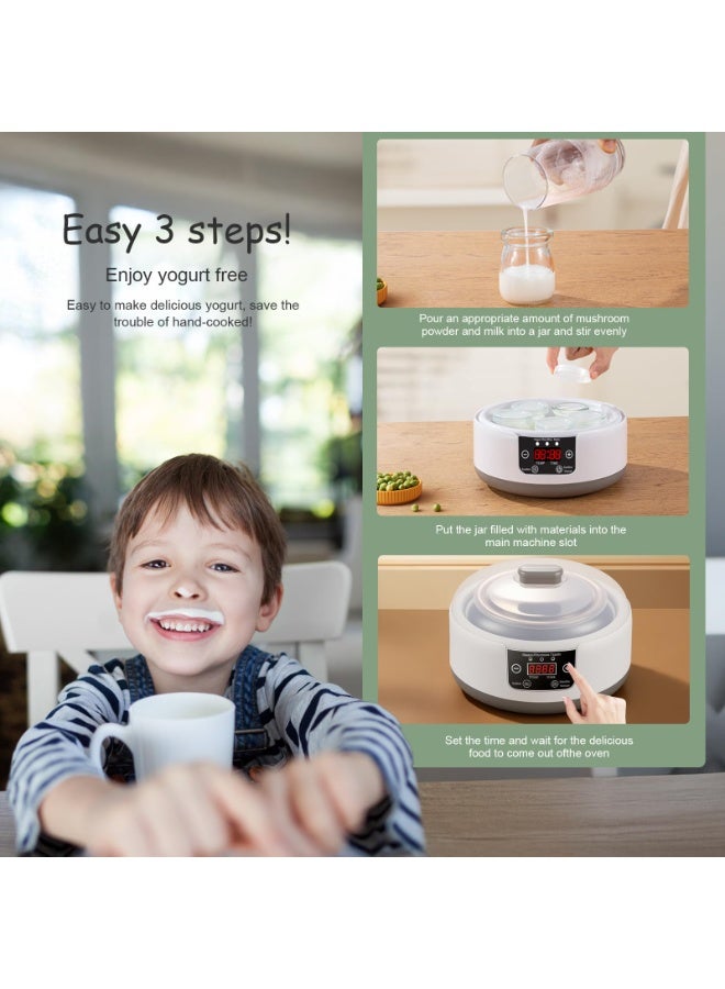 Flushrenic Yogurt machine, 36 hour yogurt machine, 1.2L fully automatic digital yogurt machine, constant temperature LCD display screen, multifunctional temperature controlled probiotic yogurt machine (white) - Image 5