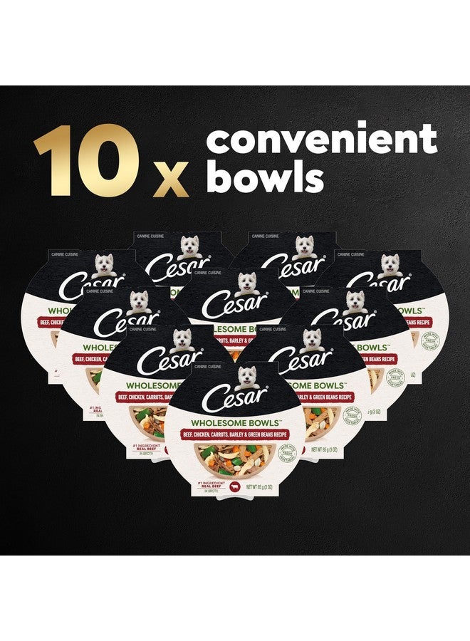 CESAR WHOLESOME BOWLS Adult Soft Wet Dog Food Beef, Chicken, Carrots, Barley & Green Beans Recipe, (10) 3 oz. Bowls - Image 2