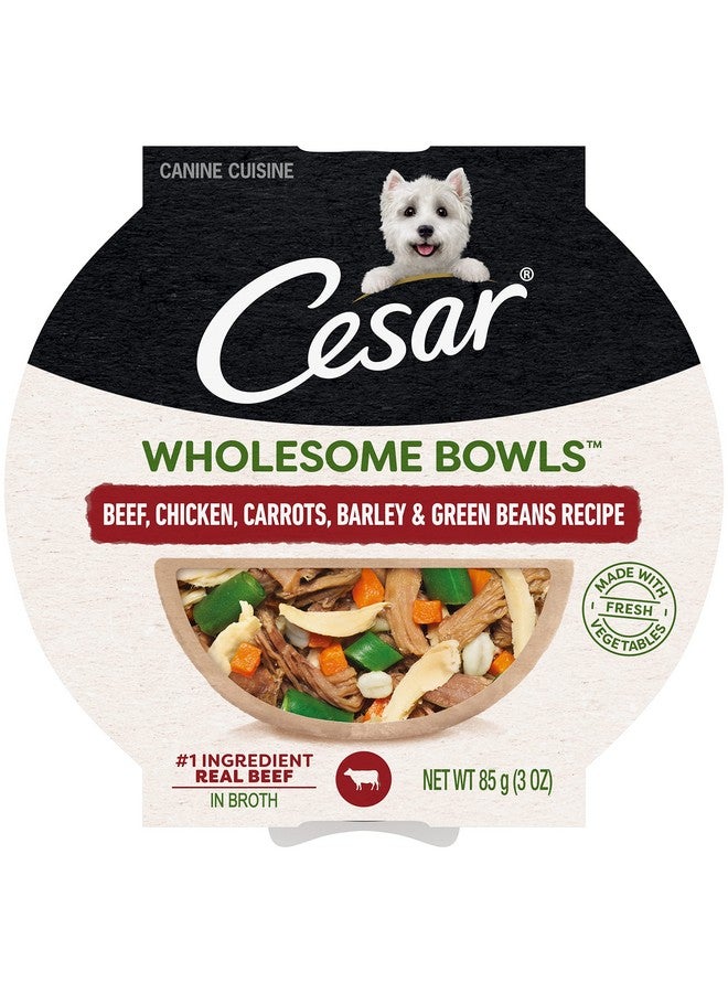 CESAR WHOLESOME BOWLS Adult Soft Wet Dog Food Beef, Chicken, Carrots, Barley & Green Beans Recipe, (10) 3 oz. Bowls - Image 1