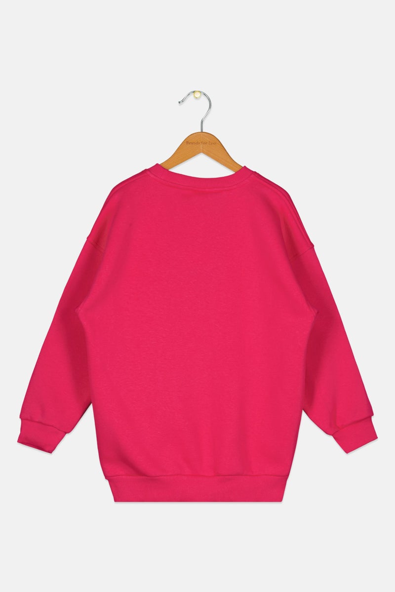 Nike Kids Girl Embroidered Logo Long Sleeve Sweatshirt, Fuschia - Image 2