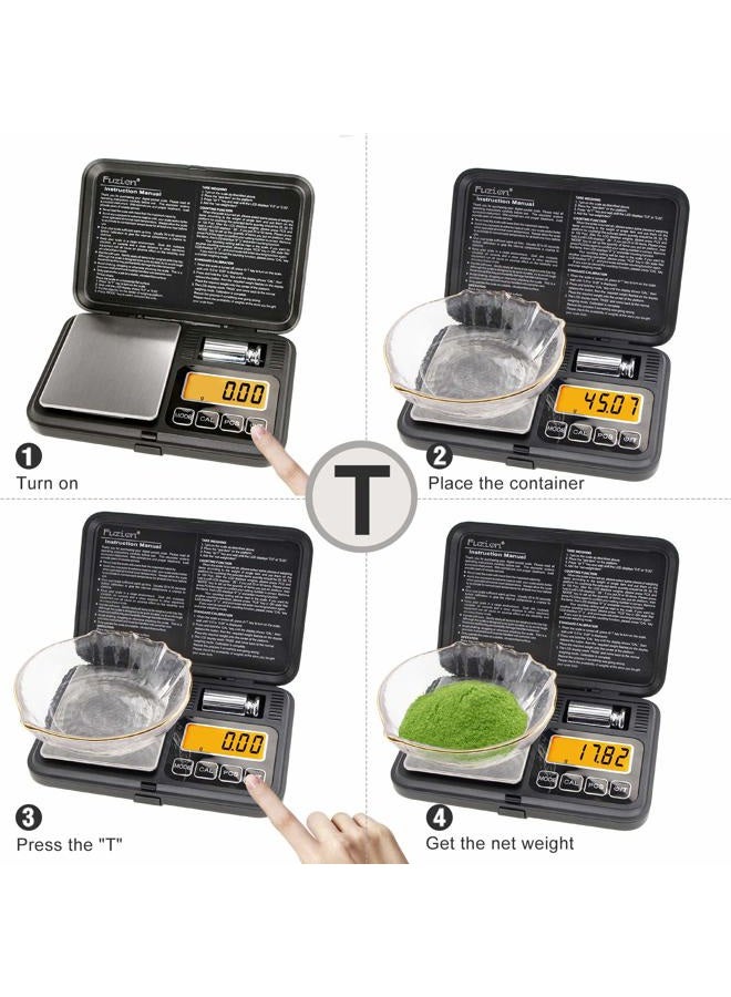 FUZION Digital Pocket Scale 200g/0.01g, Scale Gram with LCD Display, Tare and PCS, Mini Digital Scale with 50g Calibration Weight for Jewelry, Coins, Powder, Herbs, Spices (Battery Included) - Image 5