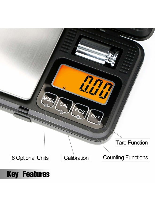 FUZION Digital Pocket Scale 200g/0.01g, Scale Gram with LCD Display, Tare and PCS, Mini Digital Scale with 50g Calibration Weight for Jewelry, Coins, Powder, Herbs, Spices (Battery Included) - Image 3
