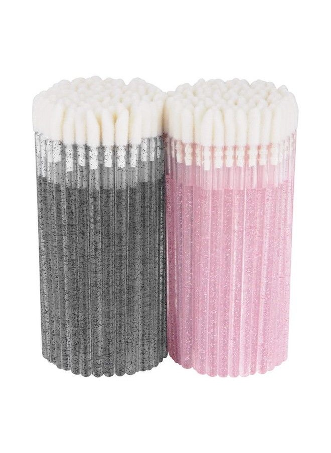 Kirecoo - 200Pcs Lip Applicators Disposable Glitter Crystal Lip Wands Lip Brush Lip Gloss Wands Lipstick Applicator Wands Makeup Applicator Beauty Tool Kits (Black+Pink) - Image 1