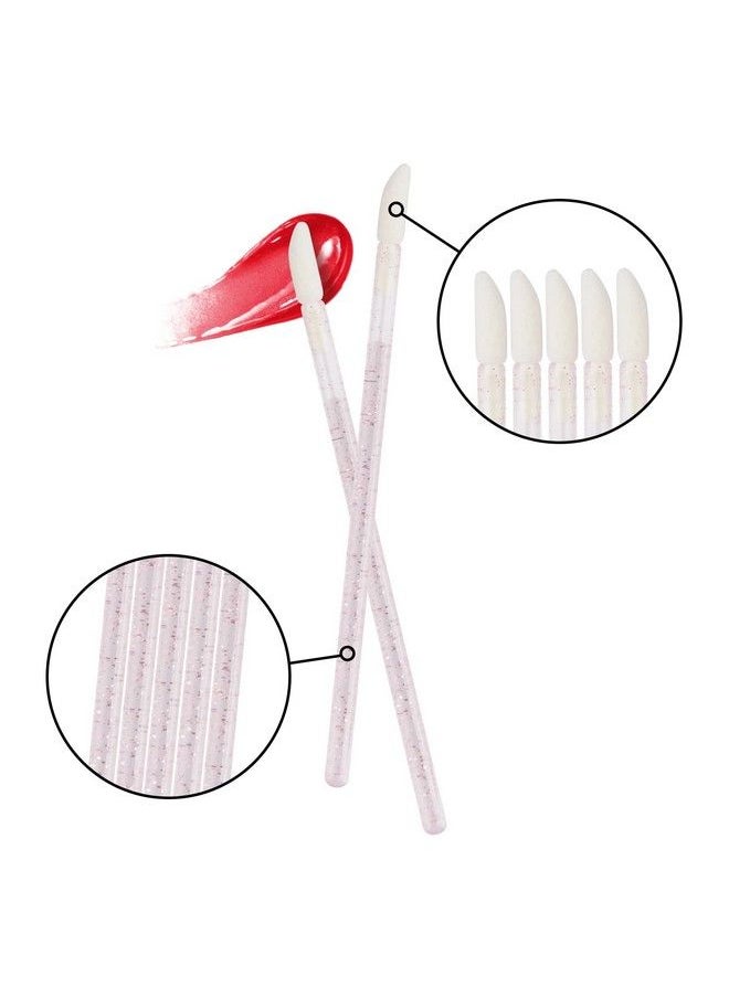 Kirecoo - 200Pcs Lip Applicators Disposable Glitter Crystal Lip Wands Lip Brush Lip Gloss Wands Lipstick Applicator Wands Makeup Applicator Beauty Tool Kits (Black+Pink) - Image 1