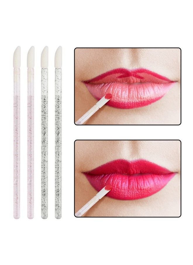 Kirecoo - 200Pcs Lip Applicators Disposable Glitter Crystal Lip Wands Lip Brush Lip Gloss Wands Lipstick Applicator Wands Makeup Applicator Beauty Tool Kits (Black+Pink) - Image 1