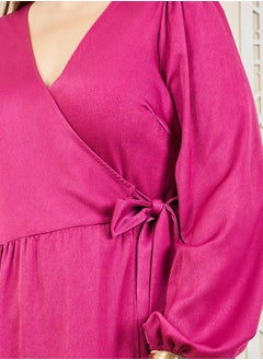 Styli Solid Tiered Wrap Midi Dress  - Image 3