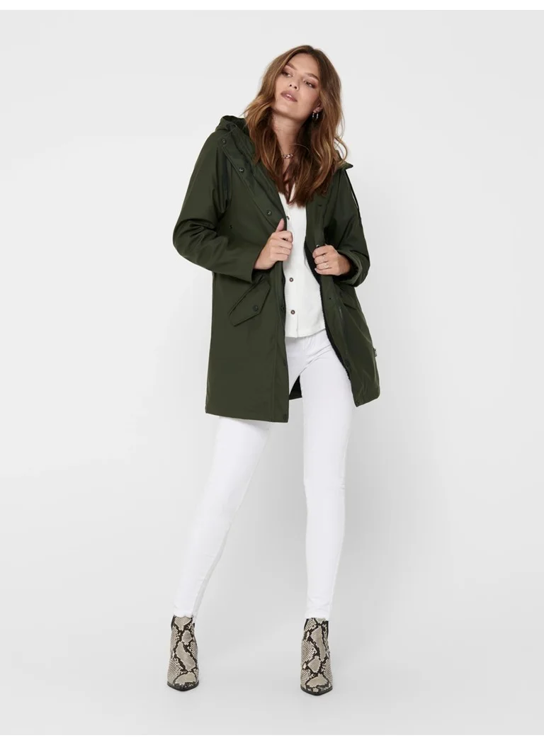 اونلي Hooded Green Women's Coat 15206116