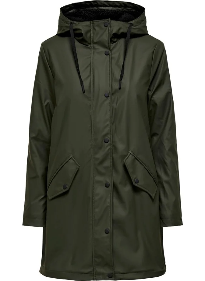 اونلي Hooded Green Women's Coat 15206116