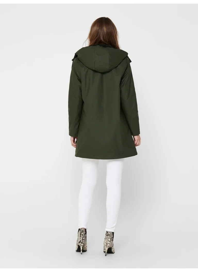 اونلي Hooded Green Women's Coat 15206116