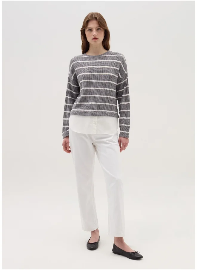 او في اس Long-sleeved T-shirt with micro waffle weave