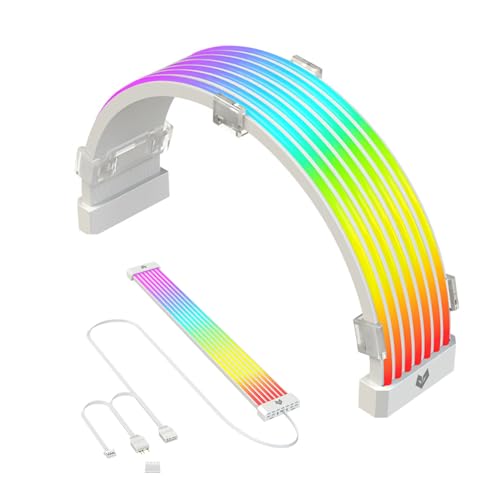 Zunate Power Supply Sleeved Cable, ARGB GPU Power Supply Cable, Customization 24 Pin ATX RGB Cable Extension Kit, 5V 3Pin Synchronized PSU Cable for RGB Software - Image 1
