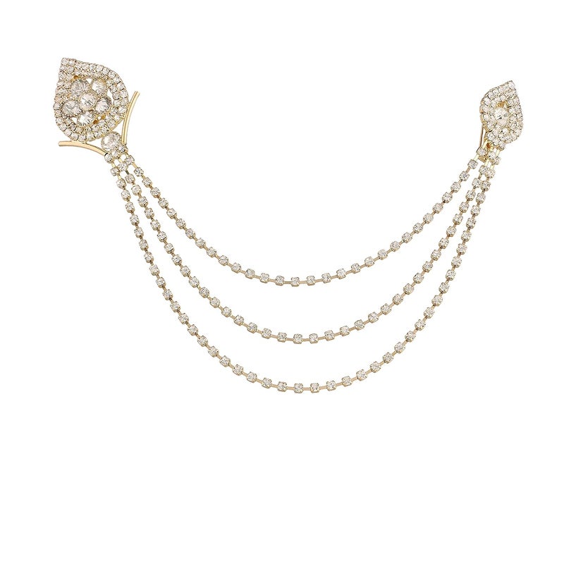 I Jewels Stylish Wedding Designer Stone Studded Brooch/Lapel Pin for Groom/Men (SM58) - Image 1